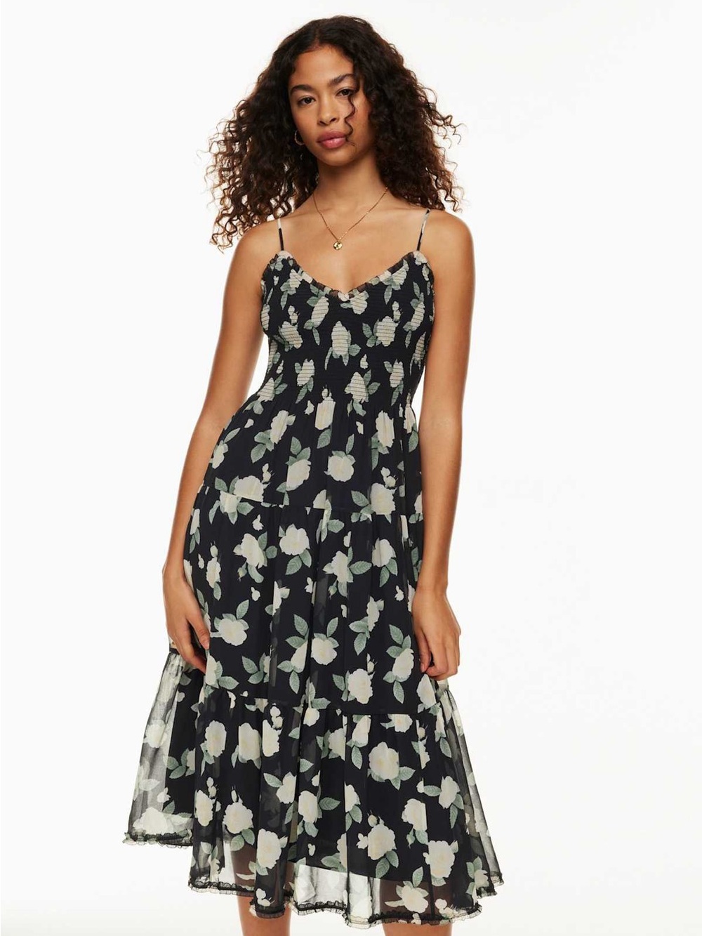 Aritzia Wilfred Tuberose Dress Black Floral